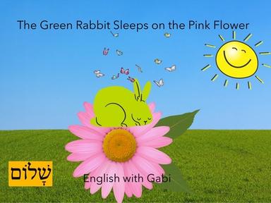 The Green Rabbit Sleeps on the Pink Flower