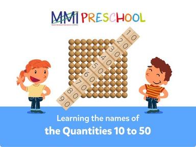 Lesson 13: Learning the names of the Quantities 10 to 50