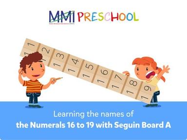 Lesson 11: Learning the Names of the Numerals 16 to 19 with Seguin Board A