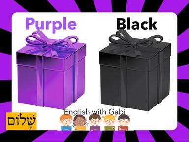 Purple & Black: Hat Shoes Present | צבעים באנגלית