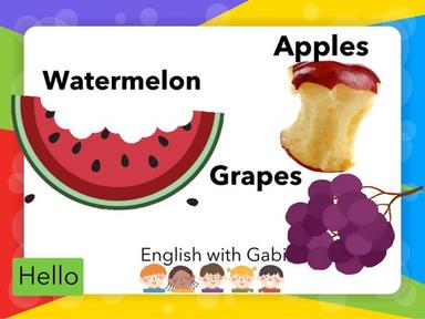 Watermelon Grapes Apple- Fruits in English